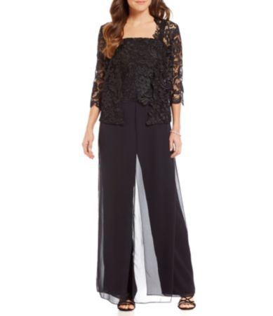 Emma Street Lace Chiffon Pant Set | Dillards