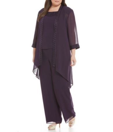 Le Bos Plus Textured 3-Piece Pant Set | Dillards