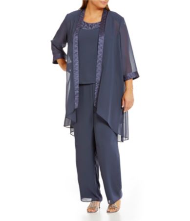 Le Bos Plus Textured 3-Piece Pant Set | Dillards