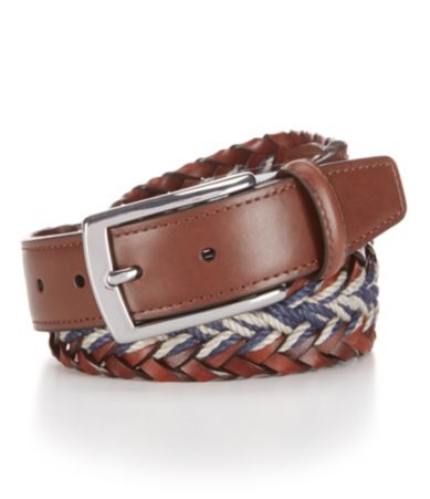 Cremieux Braided Leather and Linen Belt | Dillards
