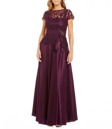 Emma Street Lace Popover Taffeta Gown | Dillards