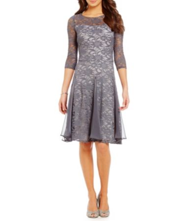 Sangria Metallic Lace Midi Dress | Dillards