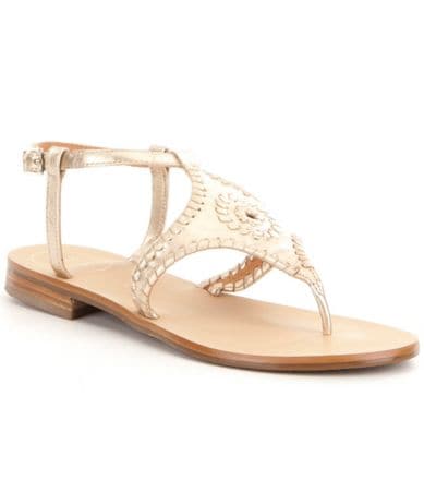 Jack Rogers Maci Leather Whipstitched Ankle Strap Thong Sandals | Dillards