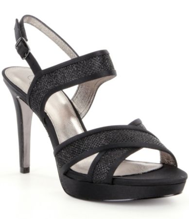 Adrianna Papell Ansel Glitter Mesh & Leather Platform Dress Sandals ...