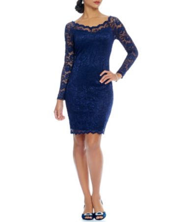 Marina Stretch Lace V-Back Dress | Dillards