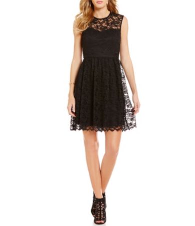 Jessica Simpson Lace Fit-and-Flare Dress | Dillards
