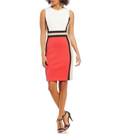 Calvin Klein Colorblock Sleeveless Scuba Sheath Dress | Dillards