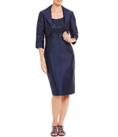 S.L.Fashions Sequin Top Jacket Dress | Dillards