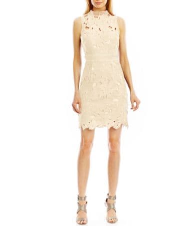 Nicole Miller New York Mock-Neck Embroidered Lace Dress | Dillards