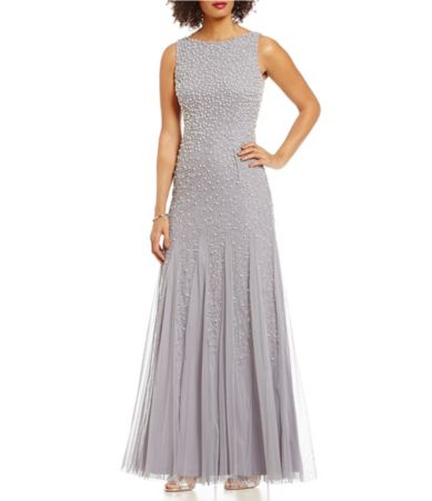 Adrianna Papell Pearl Beaded Sleeveless Gown | Dillards