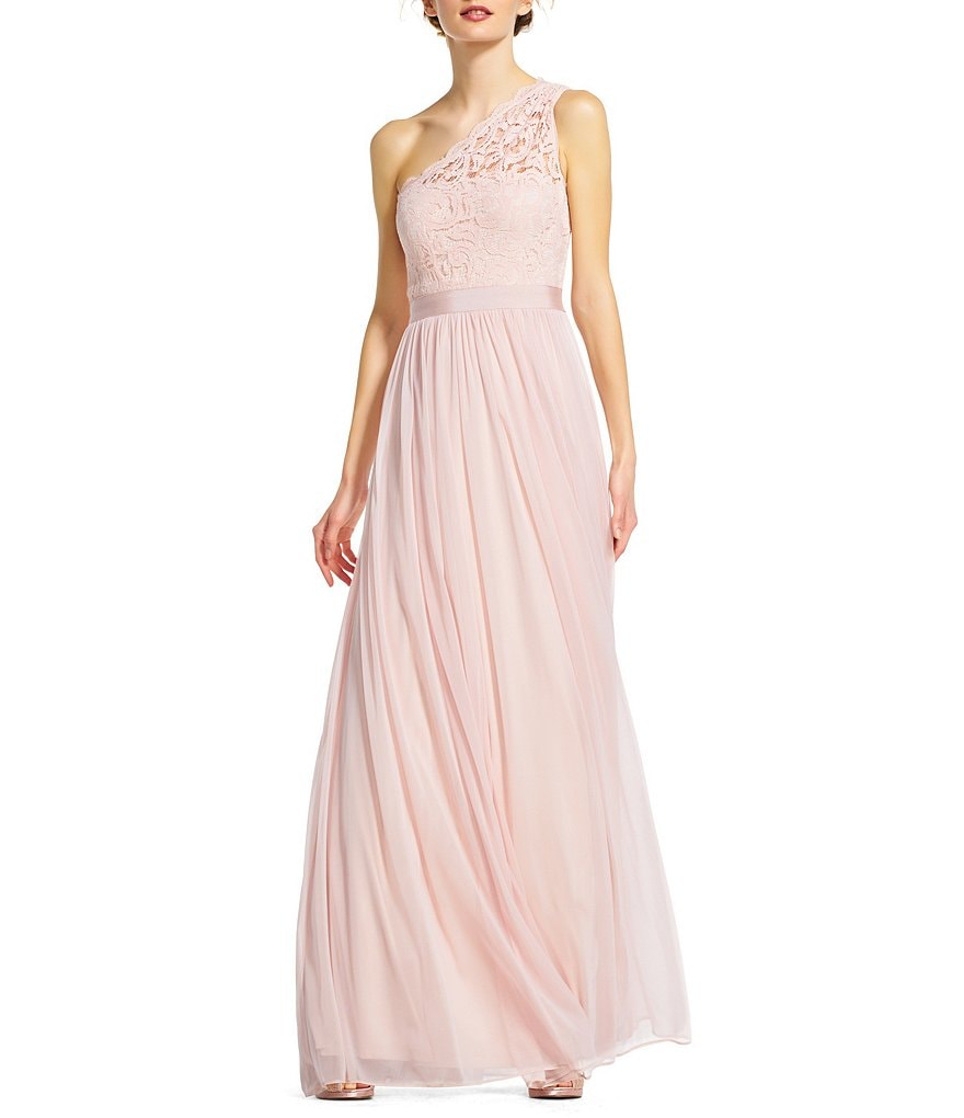 Adrianna Papell One Shoulder Stretch Lace Sheath Dress | Dillards