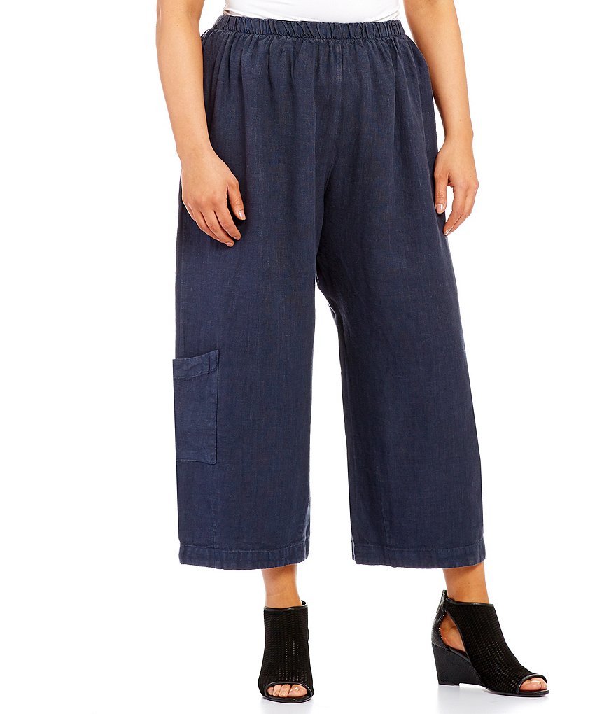 Bryn Walker Plus Casbah Cropped Linen Pants | Dillards