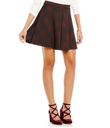 Gianni Bini Sandy Plaid Knit Fit-And-Flare Mini Skirt | Dillards