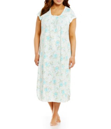 Miss Elaine Plus Floral Nightgown | Dillards