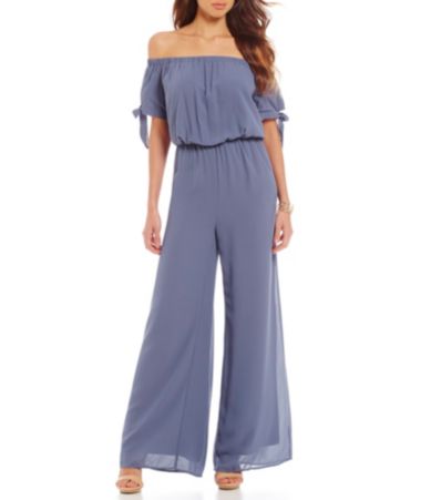 Gianni Bini Fan Fav Lillian Off the Shoulder Tie Sleeve Jumpsuit | Dillards