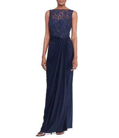 Lauren Ralph Lauren Shirred Jersey Sequin Gown | Dillards
