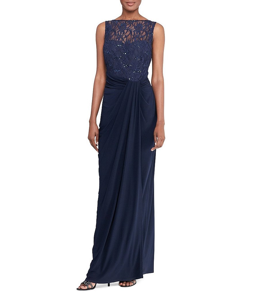 Lauren Ralph Lauren Shirred Jersey Sequin Gown | Dillards