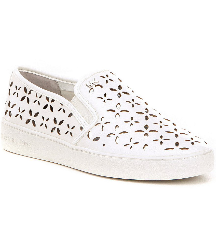 MICHAEL Michael Kors Keaton Leather Floral Perforated Slip On Sneakers ...
