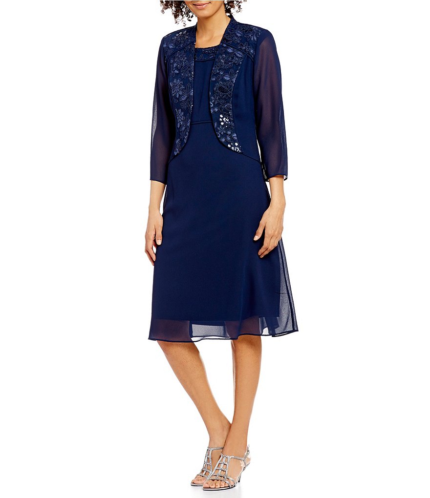 Le Bos Embroidered 2-Piece Jacket Dress | Dillards