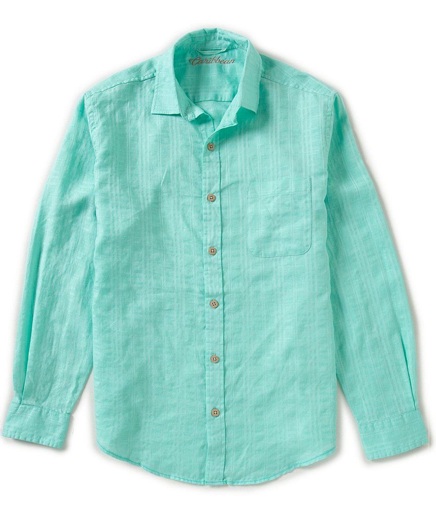 Caribbean Big & Tall Long-Sleeve Solid Linen Shirt | Dillards