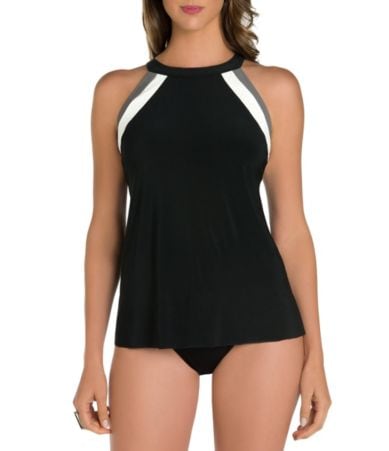 Miraclesuit Spectra High Neck Colorblock Tankini & Solid Basic High ...