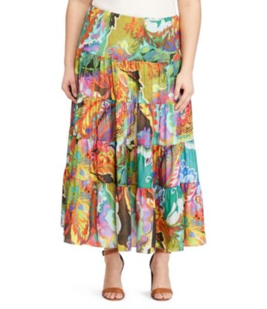 Lauren Ralph Lauren Plus Floral-Print Maxi Skirt | Dillards