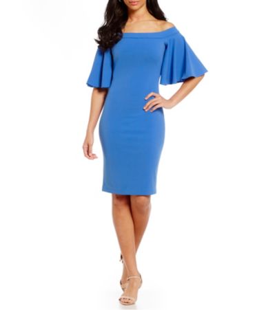 Eliza J Off-the-Shoulder Bell Sleeve Sheath Dress | Dillards