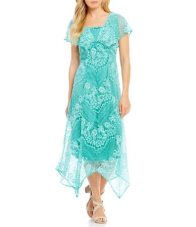 Reba Flutter Sleeve Lace Dress | Dillards