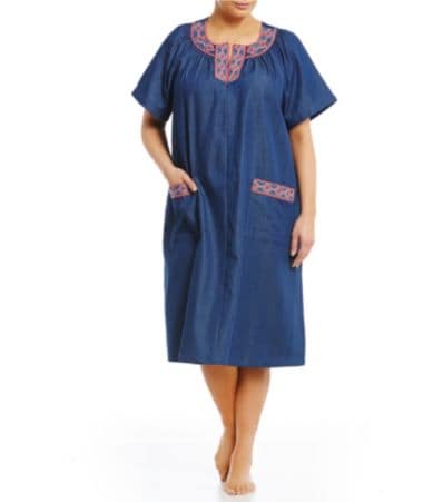 Go Softly Plus Cross-Stitched Denim Zip Patio Dress | Dillards