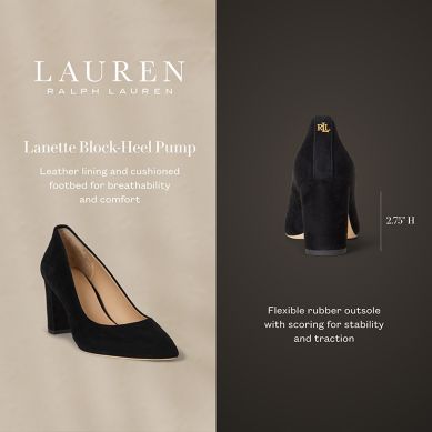 Lauren Ralph Lauren Lanette Suede Pointed Toe Block Heel Pumps