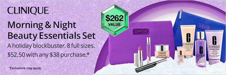 Shop Clinique - A holiday blockbuster. 8 full sizes. $52.50 with any $38 purchase. *Exclusions may apply.