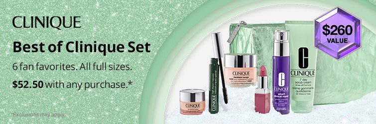 Shop Best of Clinique Set - 6 fan favorites. All full sizes. $52.50 with any purchase. *Exclusions may apply.