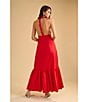 1. STATE Halter V Neck Sleeveless Maxi Sheath Dress, Color:Goji Berry - Image 5