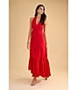 1. STATE Halter V Neck Sleeveless Maxi Sheath Dress, Color:Goji Berry - Image 4