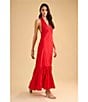 1. STATE Halter V Neck Sleeveless Maxi Sheath Dress, Color:Goji Berry - Image 6