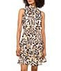 1. STATE Woven Sunflower Print Mock Neck Sleeveless Ruffle Tiered Dress - Image 3