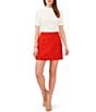 Color:Studio Red - Image 3 - Basket Weave Coordinating Pencil Lady Mini Skirt