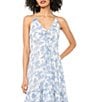 1. STATE Chiffon Toile Print V-Neck Sleeveless Ruffle A-Line Maxi Dress - Image 3