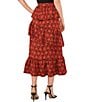 Color:Studio Red - Image 2 - Climbing Blooms Print Cascading Ruffle Tiered A-Line Midi Skirt