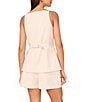 1. STATE Coordinating Linen Blend Square Neckline Sleeveless Button Front Vest, Color:Sand - Image 2