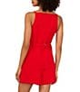 1. STATE Coordinating Linen Blend Square Neckline Sleeveless Button Front Vest, Color:Goji Berry - Image 2
