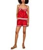 1. STATE Coordinating Printed Drawstring High Waisted Shorts, Color:Goji Berry - Image 3