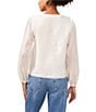 Color:New Ivory - Image 2 - Crew Neck Long Cuffed Sleeve Button Front Ruffle Organdy Blouse