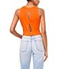 Color:Scarlet Ibis - Image 2 - Crew Neck Sleeveless Back Cutout Ribbed Knit Tank