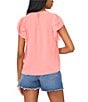 Color:Shell Pink - Image 2 - Crew Neckline Flutter Short Sleeve Blouse