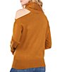 Color:Dark Amber - Image 2 - Cut-Out Asymmetrical Long Sleeve Mock Neck Sweater