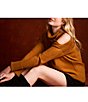 Color:Dark Amber - Image 3 - Cut-Out Asymmetrical Long Sleeve Mock Neck Sweater