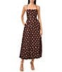 1. STATE Dotted Square Neckline Sleeveless Tie Back Maxi Dress, Color:Mahogany - Image 1