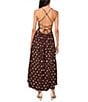 1. STATE Dotted Square Neckline Sleeveless Tie Back Maxi Dress, Color:Mahogany - Image 2