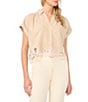 1. STATE Embroidered Collar Short Sleeve Blouse - Image 1